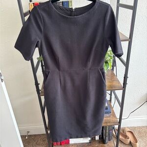 LOFT Black Short-Sleeve Sheath Dress